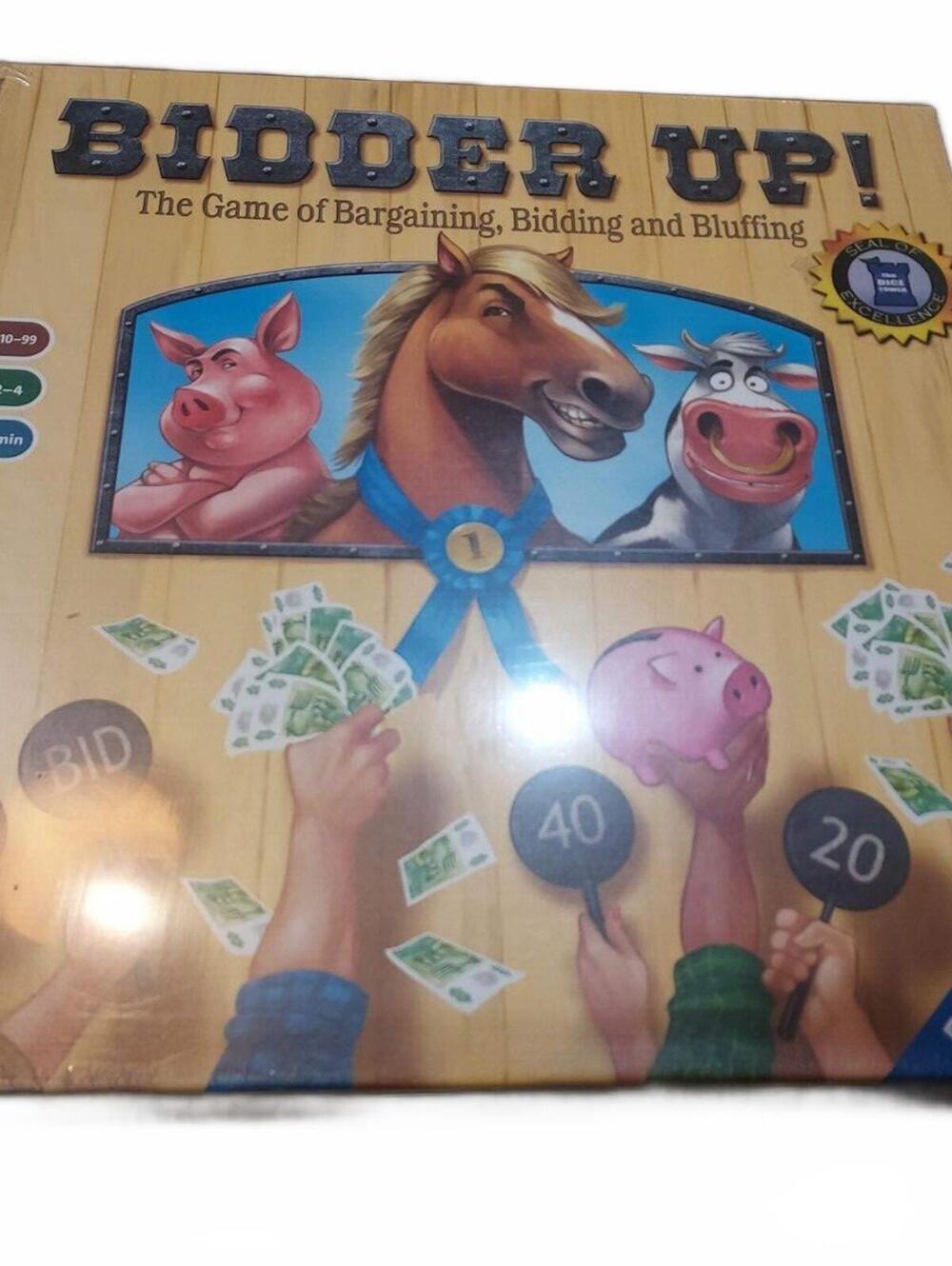 BIDDER UP! The Game of Bargaining Bidding and Bluffling Ravensburger, Board NEW!